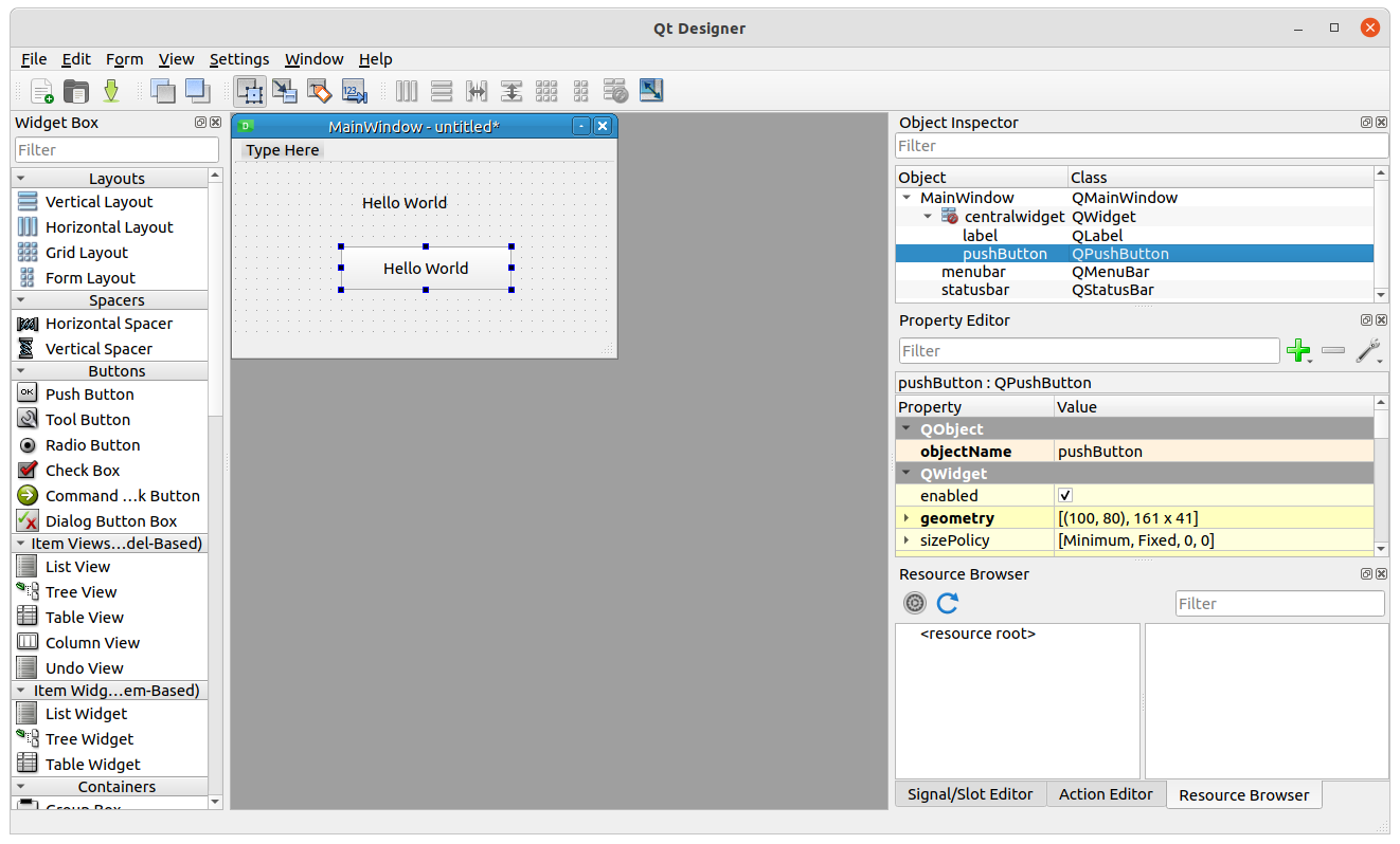 pyqt5 designer qpushbutton